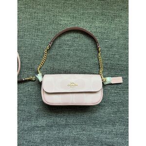 COACH Powder Pink HAILEY Flap Bag in Signature Canvas